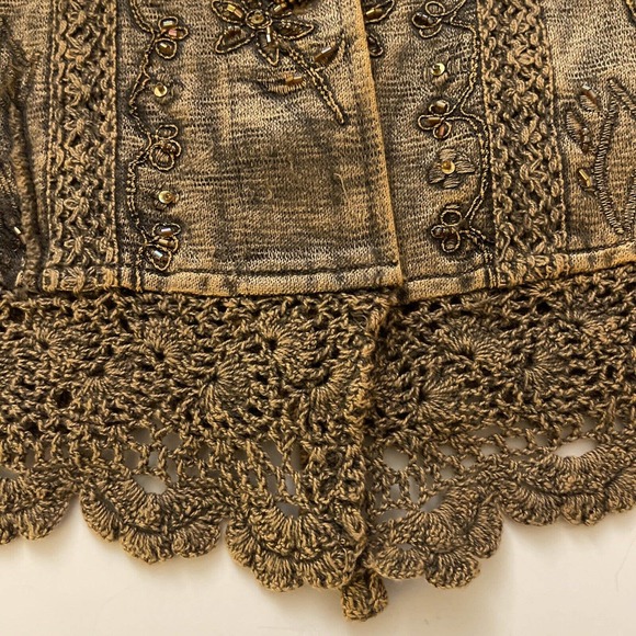 Vtg Metallic Medium Embroidered Crochet Lace Boho Flashback Blazer Jacket Women - Picture 6 of 16